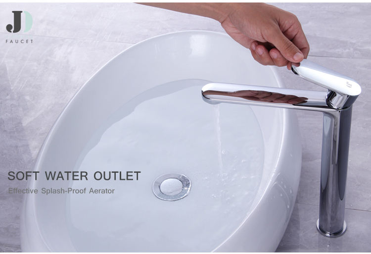 Grifo de lavabo alto de latón para baño frío y caliente contemporáneo de fábrica