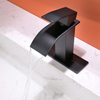 Mezclador de agua fría y caliente negro mate, grifo de lavabo en cascada para baño, acero inoxidable