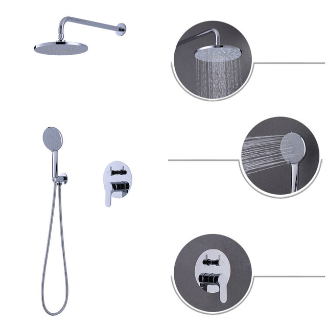 Juego de grifo de ducha tipo lluvia para baño, dos funciones, frío y caliente, cromado