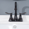 Grifo de baño con función de agua fría y caliente de acero inoxidable de fábrica Kaiping, grifo de lavabo central de 4 pulgadas, 2 manijas