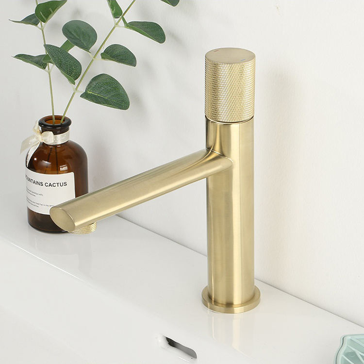 Grifo mezclador para lavabo de baño, agua fría y caliente, dorado