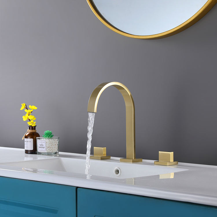 Grifo para lavabo de baño generalizado con 3 orificios y 2 manijas de arco alto