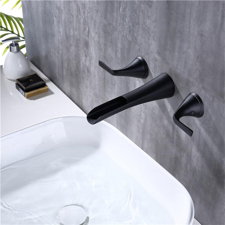 Mezclador de grifo de lavabo de baño oculto de 3 orificios