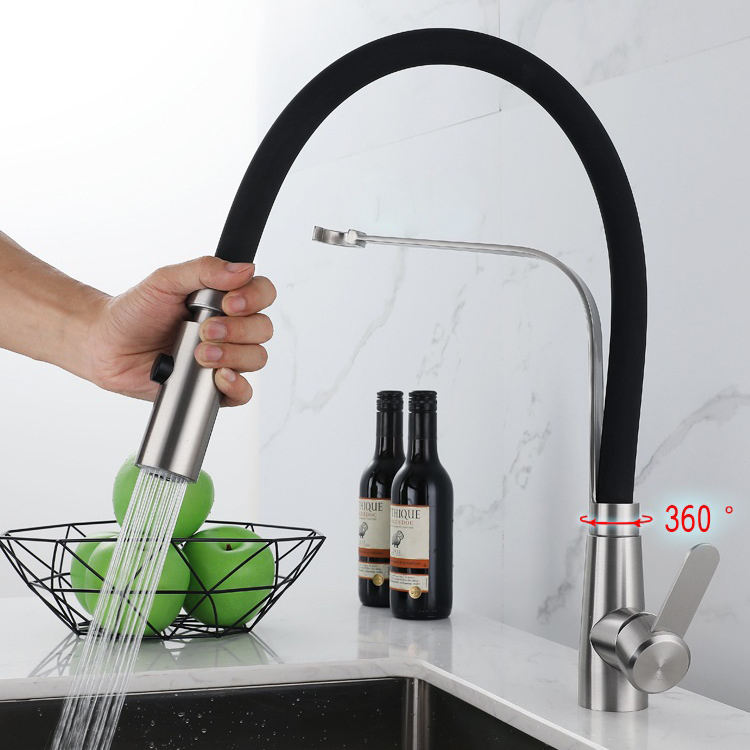 Grifo mezclador para fregadero de cocina, manguera Flexible de silicona Universal de acero inoxidable