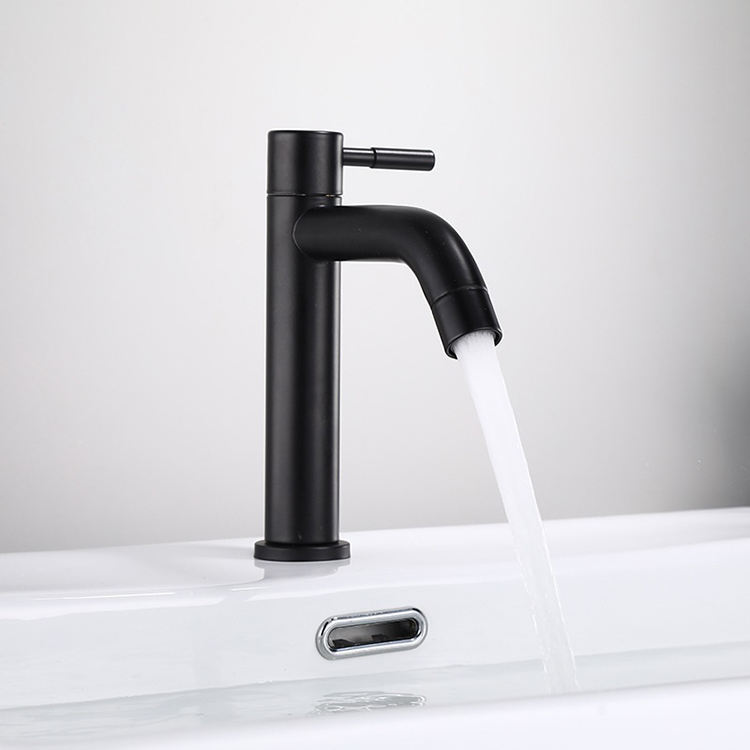 Grifo para lavabo de baño de oro cepillado en frío único de acero inoxidable SUS 304