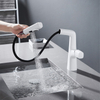 Grifo monomando para lavabo de baño, grifo mezclador de tocador con rociador extraíble
