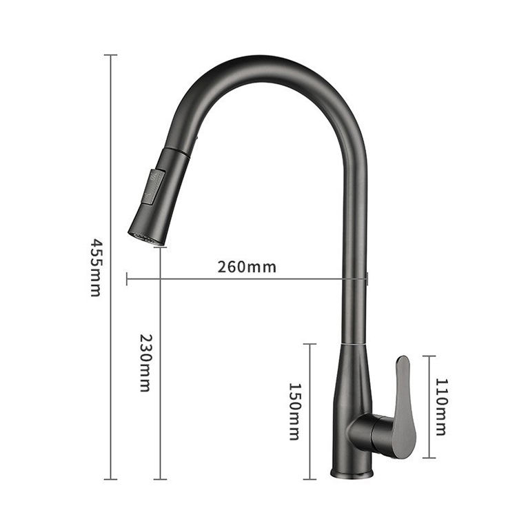 Grifo mezclador de cocina abatible de acero inoxidable 304