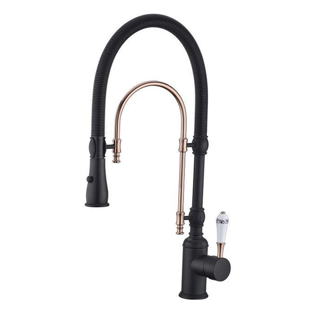 Grifo para fregadero de cocina con manguera flexible de un solo orificio montado en cubierta