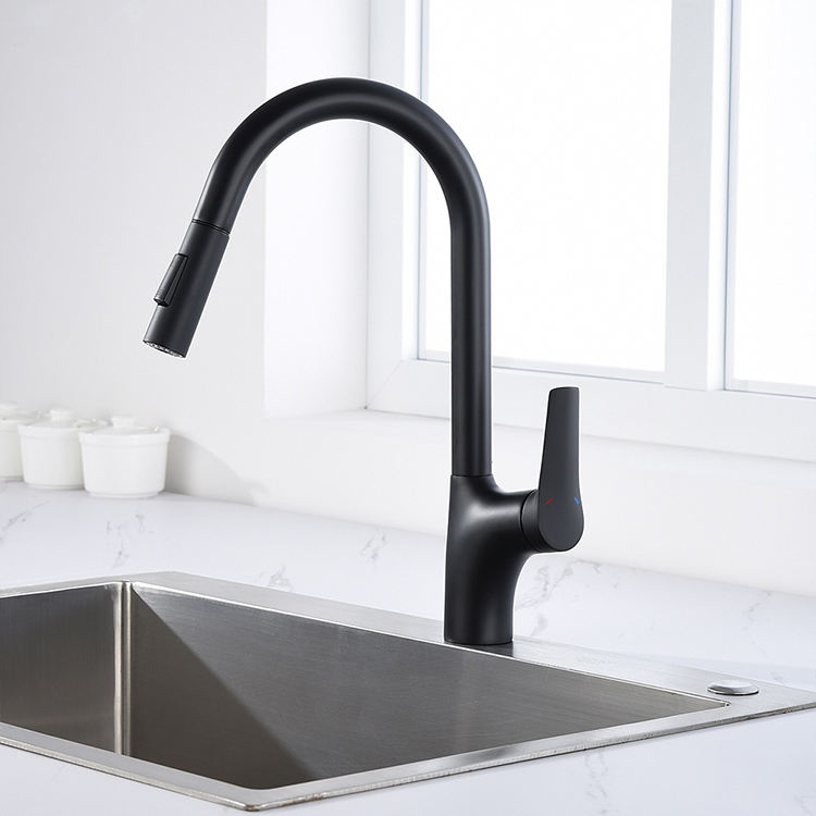 Grifo de cocina con rociador extraíble, grifo de fregadero flexible, mezclador de agua, grifo de latón negro, montaje en pared manual, 2 modos