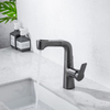 Grifo monomando para lavabo extraíble con un solo orificio, color negro