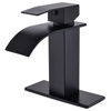 Mezclador de agua fría y caliente negro mate, grifo de lavabo en cascada para baño, acero inoxidable