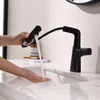 Grifo monomando para lavabo de baño, grifo mezclador de tocador con rociador extraíble