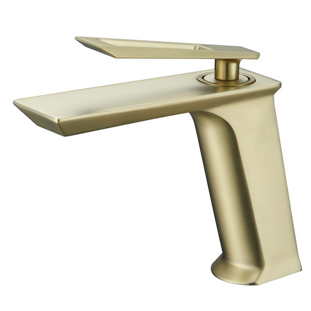 Grifo monomando para lavabo de lavabo dorado de baño con una sola manija montado en cubierta de fábrica