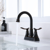 Grifo de baño con función de agua fría y caliente de acero inoxidable de fábrica Kaiping, grifo de lavabo central de 4 pulgadas, 2 manijas