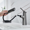 Grifo de lavabo extraíble montado en cubierta, grifo de baño con rociador