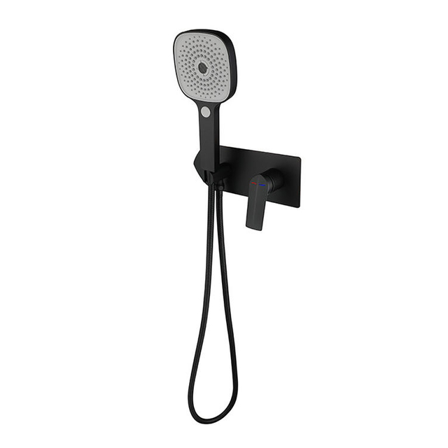 Juego de ducha de baño de una sola función montado en la pared negro