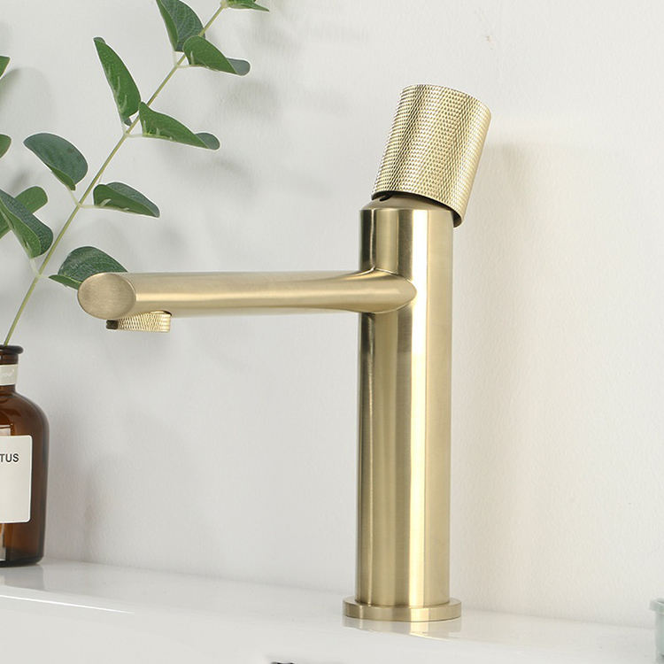 Grifo mezclador para lavabo de baño, agua fría y caliente, dorado