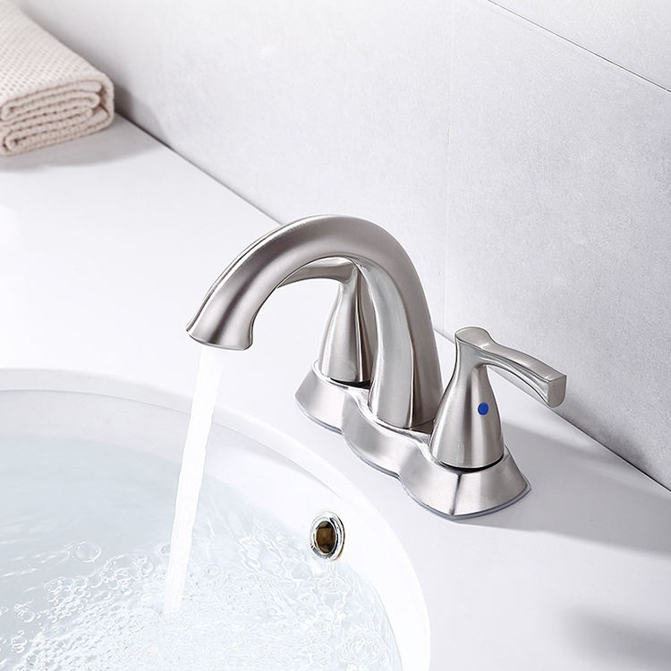 Grifo mezclador para lavabo de baño con 2 manijas y juego central de 4 pulgadas