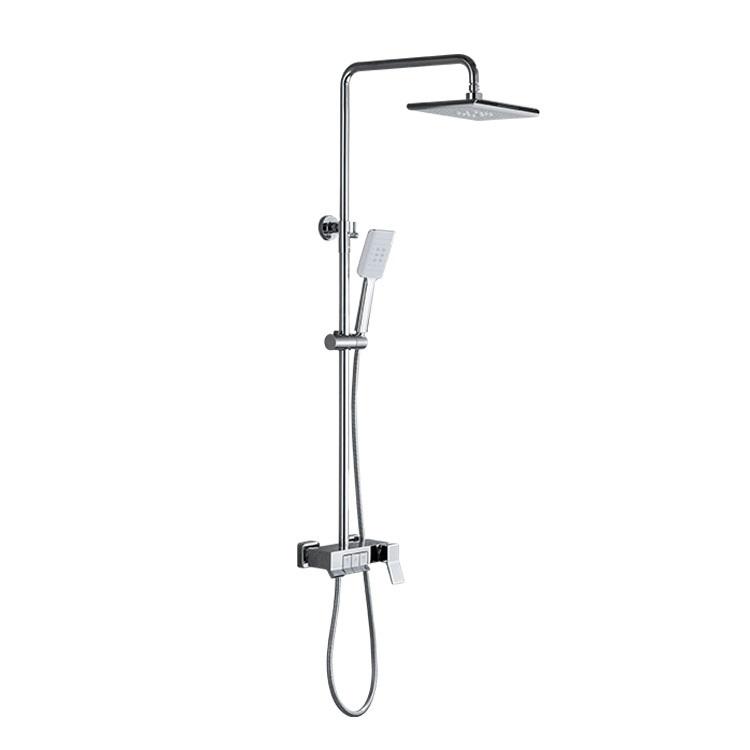 Conjunto de sistema de cabezal de ducha tipo lluvia para baño expuesto montado en la pared, color negro mate, latón