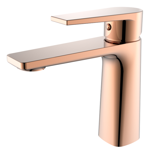 Mezclador monomando para lavabo de baño, color oro rosa
