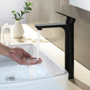 Precio de fábrica, grifo alto moderno para lavabo de baño con un solo orificio, grifos mezcladores de agua fría y caliente