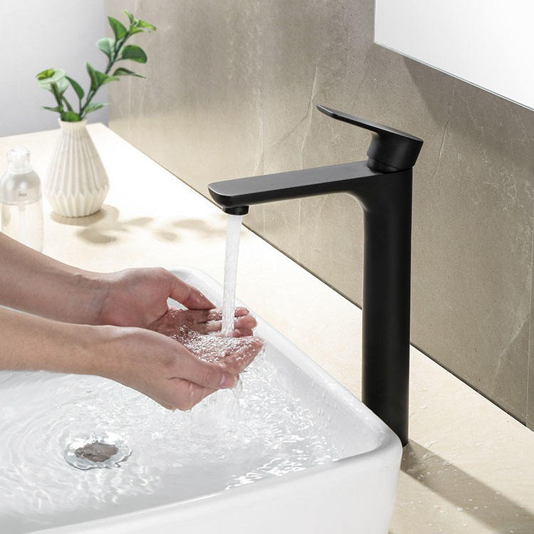 Precio de fábrica, grifo alto moderno para lavabo de baño con un solo orificio, grifos mezcladores de agua fría y caliente