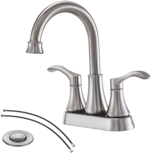 Grifo mezclador para lavabo de lavabo con juego central de 2 agujeros con doble manija de acero inoxidable para baño