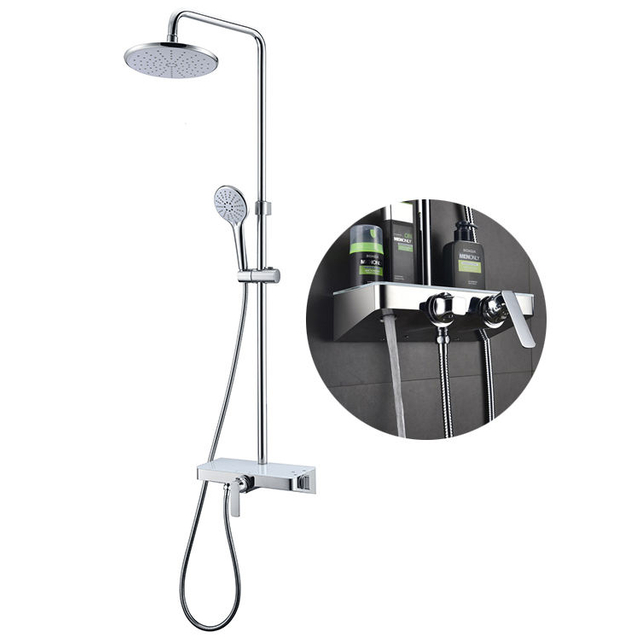 Juego de sistema de columna de ducha de lluvia expuesta con función de 3 vías para baño
