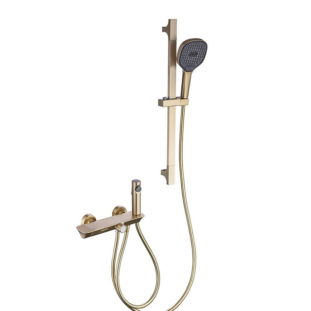 Conjunto de columna mezclador de ducha de baño de oro cepillado termostático