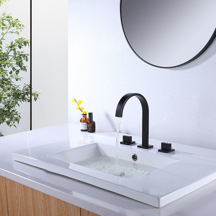 Grifo para lavabo de baño generalizado con 3 orificios y 2 manijas de arco alto