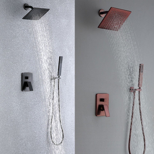 ORB Juego de mezclador de ducha de lluvia oculto oculto en la pared para baño de bronce frotado con aceite con válvula empotrada