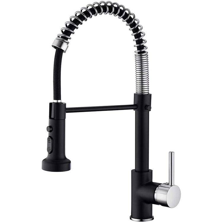 Grifo de agua fría y caliente, grifo de fregadero de cocina con resorte semiprofesional de acero inoxidable 304