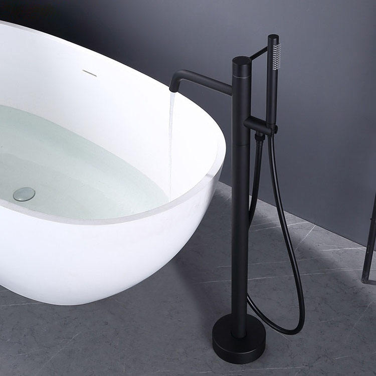 Grifo de bañera para baño, grifo de pie, mezclador de agua para bañera independiente, color negro