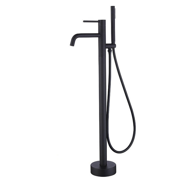 Grifo de bañera para baño, grifo de pie, mezclador de agua para bañera independiente, color negro