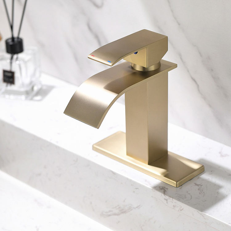 Mezclador de agua fría y caliente negro mate, grifo de lavabo en cascada para baño, acero inoxidable