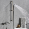 Grifo termostático de latón para ducha y bañera, monomando, color negro, con barra deslizante