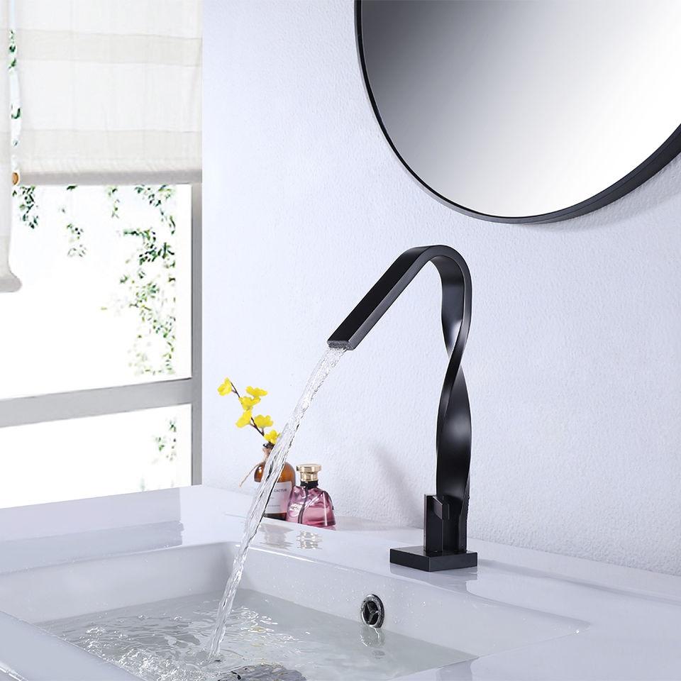 Mezclador de lavabo para lavabo, grifo de tocador de baño negro mate