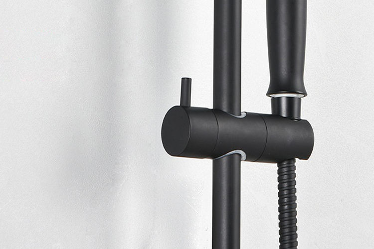 Juego de sistema mezclador de ducha oculto con columna de ducha para baño, color negro