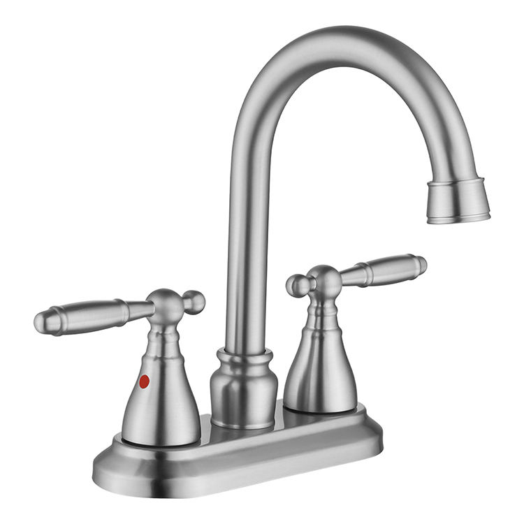 Mezclador de lavabo de doble manija, grifo de baño con juego central de acero inoxidable