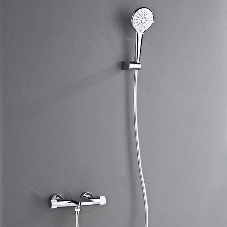 Juego de grifo termostático para ducha y bañera, montaje en pared de latón para baño