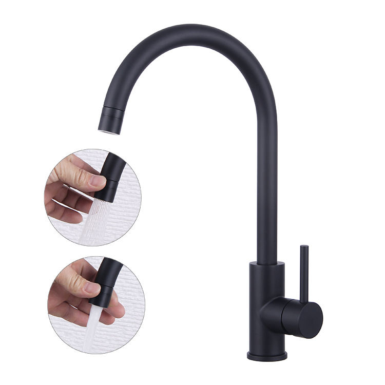 Grifo mezclador de agua para fregadero de cocina, aireador Universal de 2 modos con una sola manija de acero inoxidable