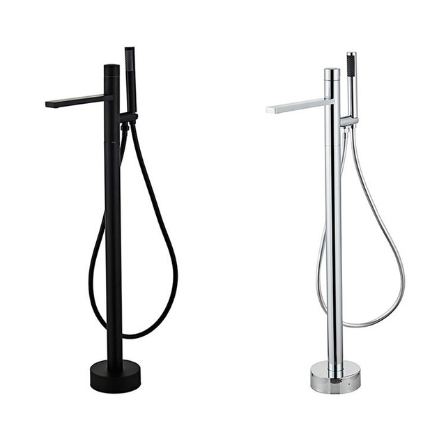 Grifo de bañera independiente, grifo de agua para bañera, mezclador de bañera independiente, Color negro cromado