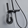 Juego de sistema de ducha termostático con llave de piano para baño expuesto montado en la pared con función de 4 vías