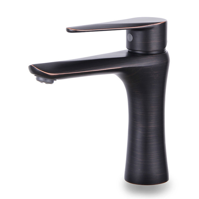 Mezclador de grifo de lavabo de baño de una sola manija ORB de bronce frotado con aceite
