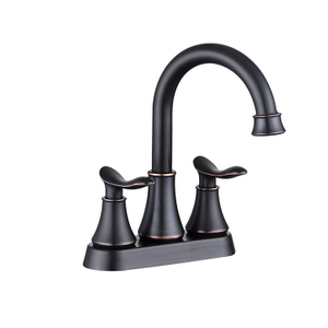 Grifo de baño con función de agua fría y caliente de acero inoxidable de fábrica Kaiping, grifo de lavabo central de 4 pulgadas, 2 manijas