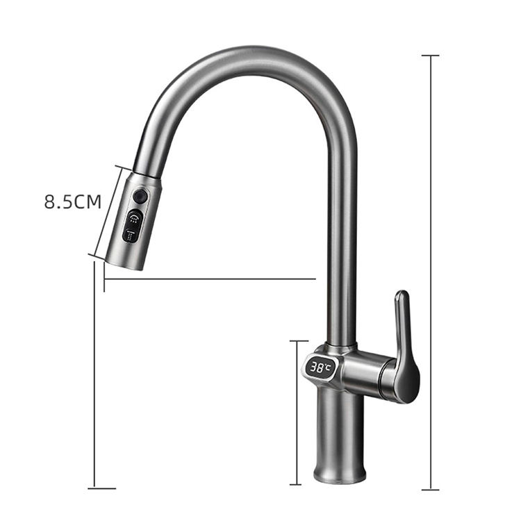 Grifo giratorio moderno de 360 ​​grados para fregadero de cocina, grifo extraíble con pantalla Digital de temperatura