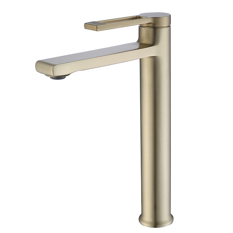 Grifo monomando para lavabo de baño, lavabo dorado