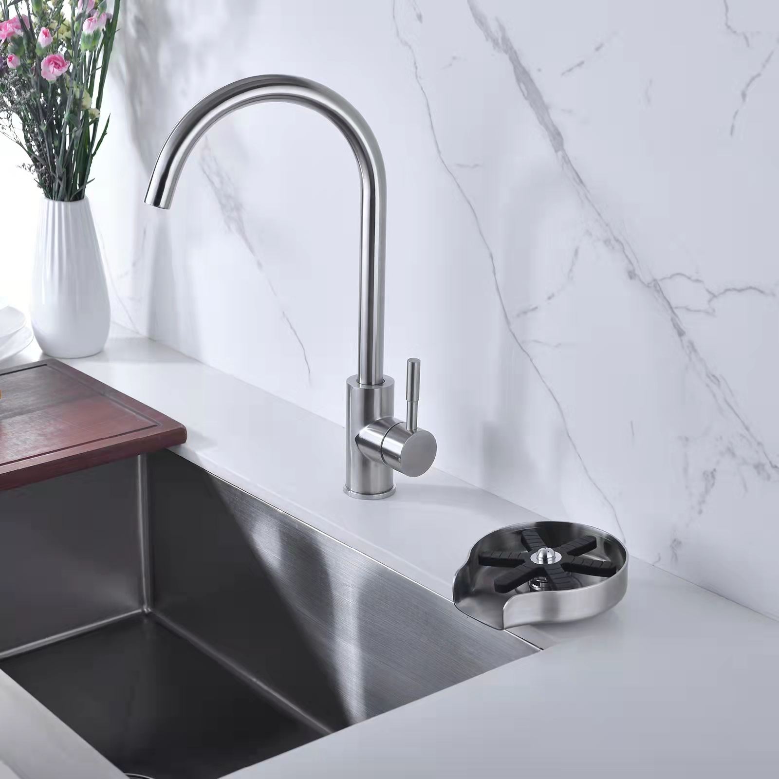 Lavadora de vasos de acero inoxidable para fregaderos de cocina, accesorios para fregadero de cocina, barra de enjuague de vidrio, superventas