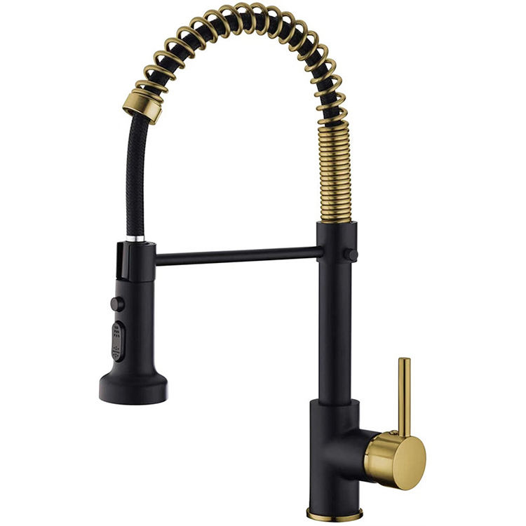 Grifo de agua fría y caliente, grifo de fregadero de cocina con resorte semiprofesional de acero inoxidable 304