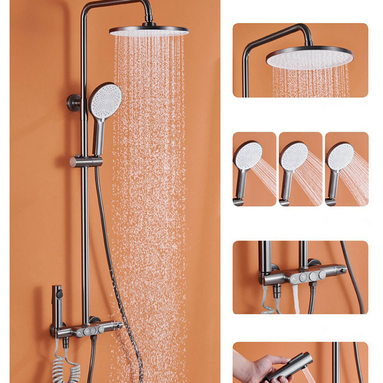 Sistema determinado termostático montado en la pared de la ducha del botón del sistema de ducha del cuarto de baño de la lluvia 4 in1